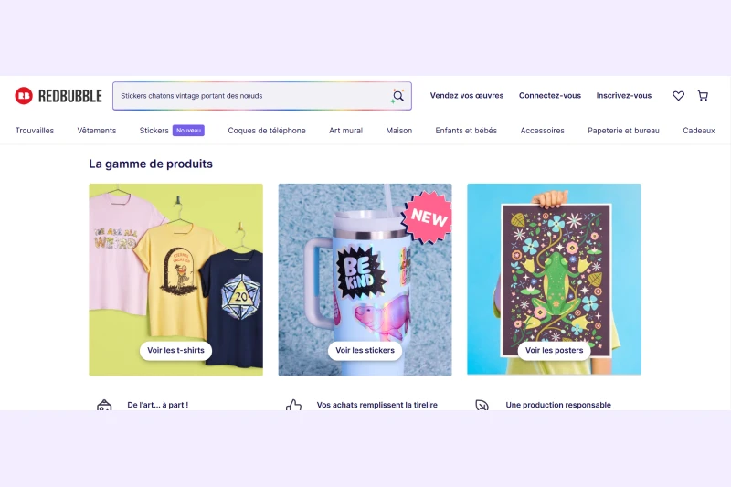 Redbubble is a print-on-demand marketplace for selling custom artwork on various products