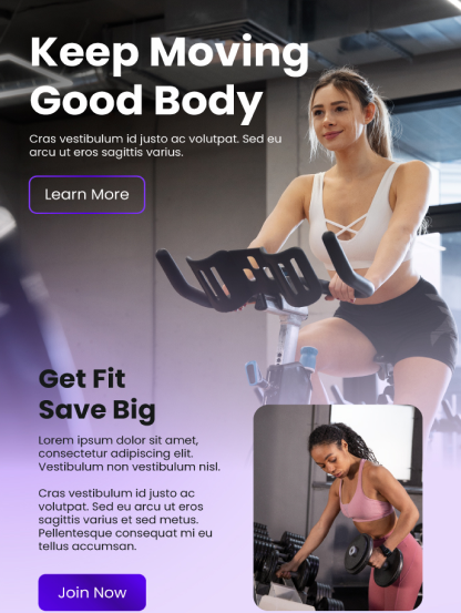 Preview of a website theme template from GoSELL, suitable for fitness and wellness services.