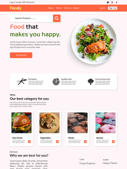 Preview of a website theme template from GoSELL, suitable for a food and beverage business.