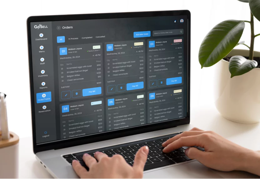 GoSELL dashboard for online store management displayed on a laptop screen.