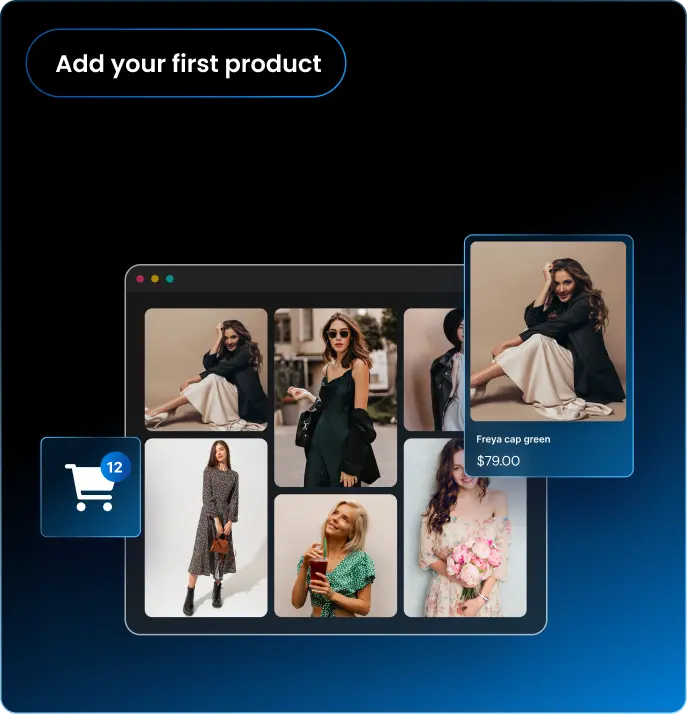 Sample of products displayed on a website with a cart icon